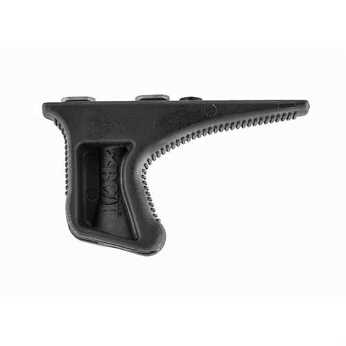 El KEYMOD BCMGUNFIGHTER KAG Angled Grip ofrece un diseño ergonómico que mejora la retención y alivia las articulaciones, facilitando la manipulación del arma.