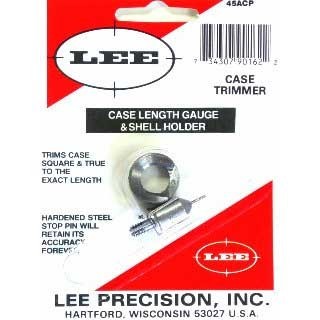 El Case Length Gauge de LEE PRECISION te permite recortar y nivelar la boca de tus casquillos .45 ACP de manera precisa y sencilla, ¡ideal para tus recargas!