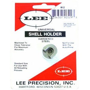 El Universal Shell Holder #12 de LEE Precision es compatible con la mayoría de prensas de recarga, ideal para tus necesidades de recarga.