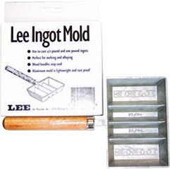 El molde de ingot LEE, hecho de aluminio resistente a la corrosión, permite fundir ingots de 1/2 y 1 lb, ideal para volver a fundir y aleaciones.
