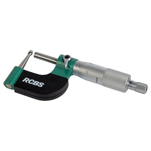 El Vernier Ball Micrometer de RCBS es ideal para medir el grosor de cuellos de casquillo, con precisión de .0001