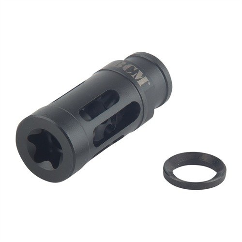 El compensador Gunfighter reduce el retroceso y el destello, con acero inoxidable y acabado negro óxido que resiste el calor y la corrosión. Ideal para rifles .223/5.56mm.