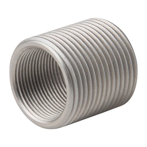 El adaptador de rosca sin hombro 1/2-36 a 5/8-24 de acero inoxidable permite una alineación precisa y un ajuste más ceñido de los dispositivos de boca.