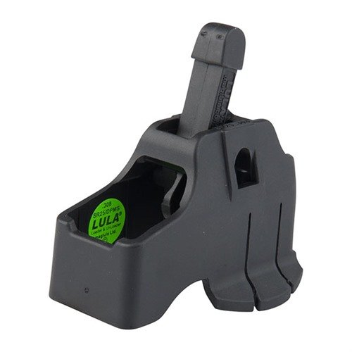 Carga y descarga tus cargadores SR25/DPMS rápidamente con este cargador/des cargador ligero y resistente que cuida tus dedos y prolonga la vida de tus cargadores.