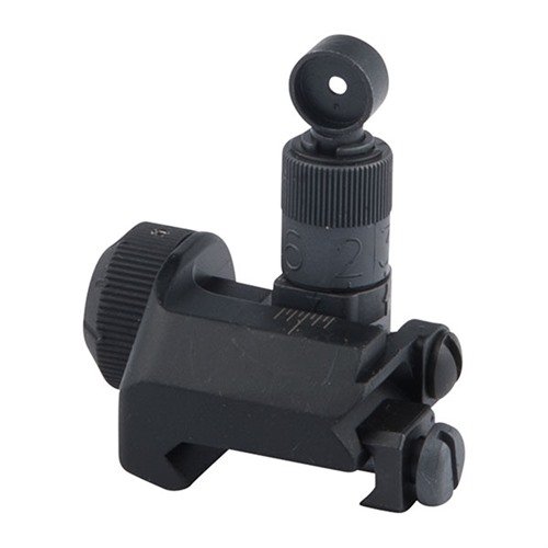 El KAC 600 Meter Micro Rear Sight es preciso, ajustable y compacto, ideal para el AR-15, permitiendo disparos rápidos y precisos hasta 600 metros.