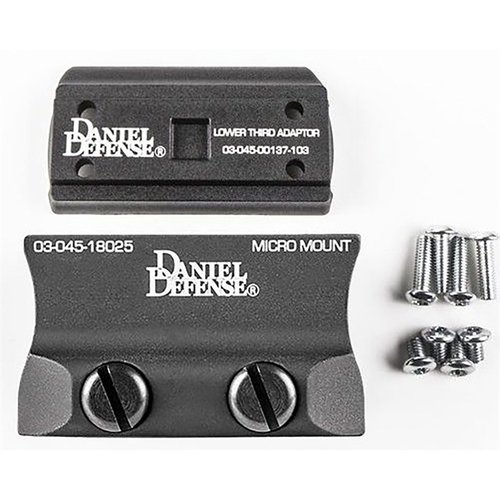 El Aimpoint Micro Mount de Daniel Defense ofrece un montaje ligero y duradero, con opción de co-witness absoluto o 1/3, y sistema Rock & Lock®.