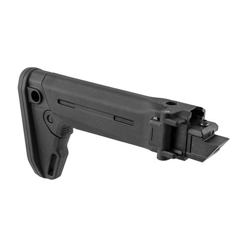 El Magpul Zhukov-S es un estoque plegable y colapsable para AK, con montajes QD, elevadores de mejilla modulares y un pad de goma absorbente de impactos.
