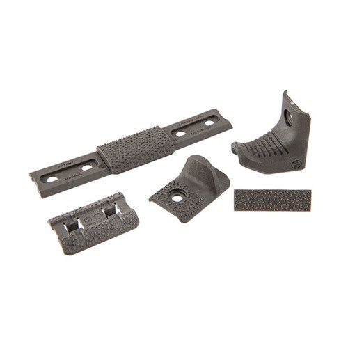 El M-LOK Hand Stop Kit de MAGPUL mejora el control del arma y protege tu mano del calor, incluyendo adaptadores y paneles para personalizar tu configuración.