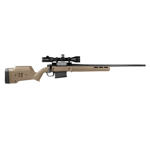 El culatín Magpul Hunter 700 LA es ajustable en longitud y altura, compatible con Remington 700 LA, y permite añadir accesorios M-LOK fácilmente.