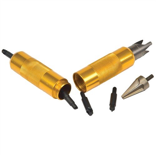 El Lyman Case Prep Multi-Tool es compacto y almacena herramientas esenciales como Outside Deburring Tool, VLD Inside Deburring Tool y limpiadores de pocetas de cebador.