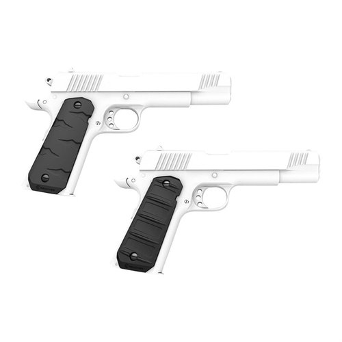 Los RG11 son grips de goma fáciles de instalar que transforman la apariencia de tu arma, disponibles en varios patrones y colores, manteniendo el perfil estándar 1911.