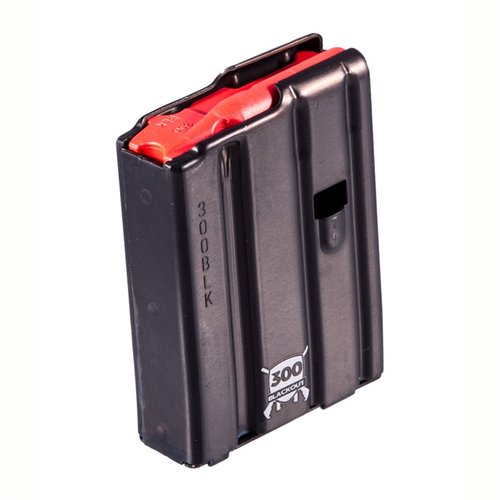 Consigue el cargador AR-15 de 300 Blackout, fabricado en aluminio con un seguidor rojo, disponible en 10, 20 y 30 rondas para máxima versatilidad.
