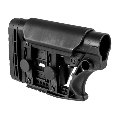 Mejora tu rifle con la culata ajustable Luth-AR, que ofrece personalización en longitud y ángulo, además de un riel picatinny para accesorios.
