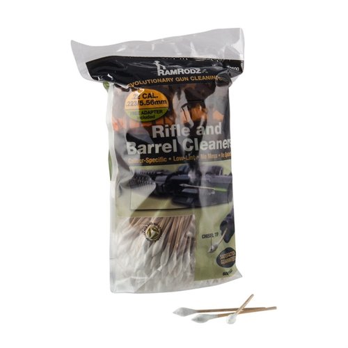 Los limpiadores RamRodz para rifles .223/5.56mm son absorbentes, biodegradables y llegan a los rincones difíciles, ¡sin el desorden de los parches!