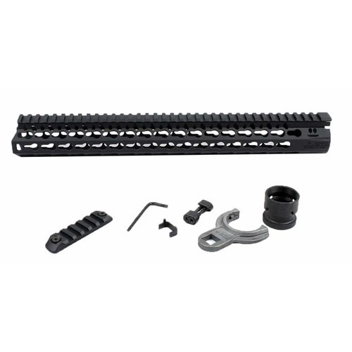 El handguard BCM KMR Alpha de Bravo Company ofrece precisión con su diseño free-float, múltiples ranuras KeyMod y construcción ligera de aluminio, ideal para personalizar tu AR-15.