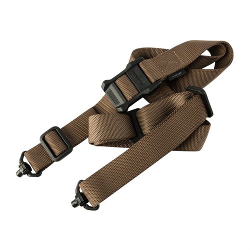 La Magpul MS1 QDM Sling es duradera, con diseño bajo perfil, ajuste rápido y sin deslizamientos, ideal para rifles y adaptable a aplicaciones de un punto.