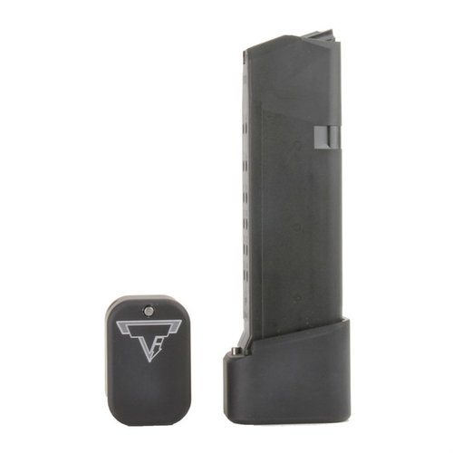 El BASE PAD para GLOCK® 19/23 es fácil de instalar, sin herramientas, hecho de aluminio CNC, y mejora la velocidad de recarga al permitir que el cargador caiga libremente.