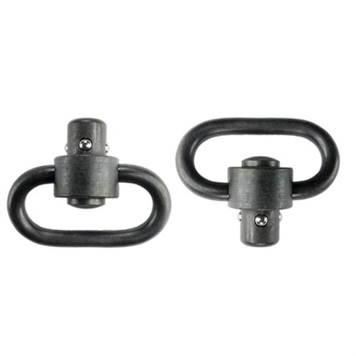 Los Grovtec Heavy Duty Push Button Swivels son robustos, silenciosos y permiten una rotación de 360°, ideales para montar tu sling con facilidad y seguridad.