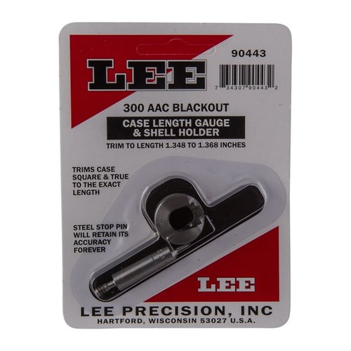 El Case Length Gauge de LEE Precision es una herramienta precisa y fácil de usar para recortar y nivelar el boca de tus casquillos 300 AAC Blackout.