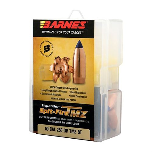 Las BARNES SPIT-FIRE TMZ BULLETS de 50 Caliber (0.510") y 290GR ofrecen precisión y potencia, ideales para caza y tiro de largo alcance. ¡Mejora tu experiencia de disparo!