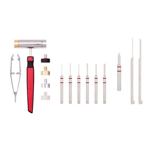 El set ACCU-PUNCH de Real Avid incluye un martillo ergonómico y punzones intercambiables, ideal para el mantenimiento preciso de tu AR-15.