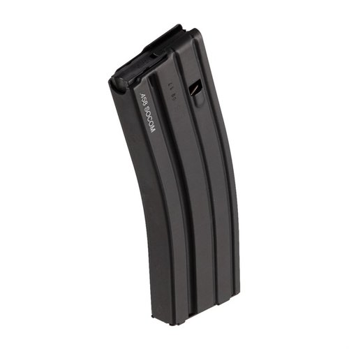 .458 SOCOM MAGAZINES de D&H Industries son perfectas para tu AR-15, fabricadas en aluminio negro y disponibles en 10 o 4 rondas para máxima capacidad.