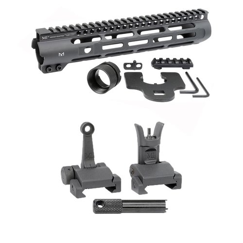 Mejora tu AR-15 con el Handguard Slim Line de Midwest, que incluye rieles M-LOK y miras de combate plegables para una experiencia de tiro óptima.