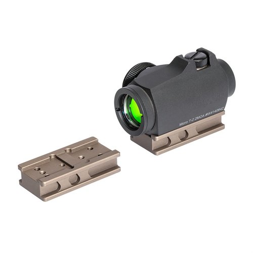 Añade un visor reflex micro a tu montura Badger con el adaptador C.O.M.M. para Aimpoint T1/T2, fabricado en aluminio para máxima durabilidad y resistencia.