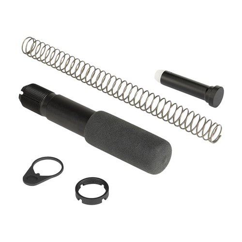 El AR-15 Pistol Buffer Tube Assembly está hecho de aluminio 6061 T6, es indestructible y incluye todo lo necesario para un ajuste perfecto y duradero.
