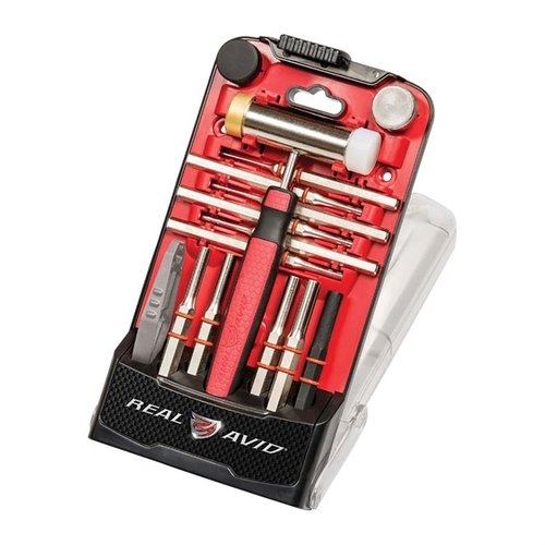 El ACCU PUNCH SET de REAL AVID te permite quitar e instalar pines de forma segura, con un martillo ergonómico y punzones hexagonales para un control preciso.