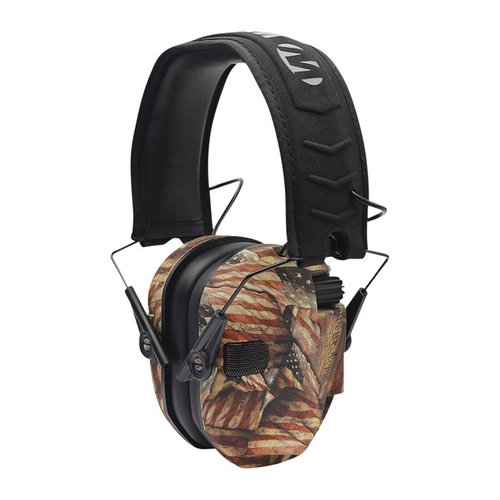 Los Walkers Razor Slim Electronic Muffs ofrecen un diseño compacto y plegable, con 23 dB de reducción de sonido y micrófonos omnidireccionales para una experiencia óptima.