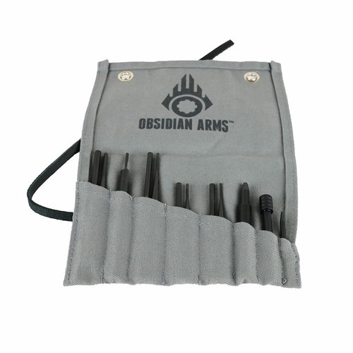 El set de 12 piezas de punzones de Obsidian Arms es perfecto para armar y desarmar tu AR-15, hecho de acero 4140 y con garantía de por vida.