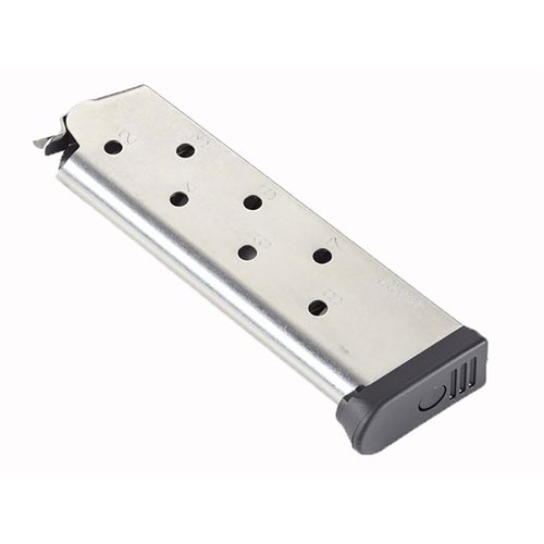 Los cargadores Wilson Combat .45 ACP son los más fiables y duraderos, con paredes de tubo de .027", resortes de alta resistencia y base pad removible para fácil mantenimiento.