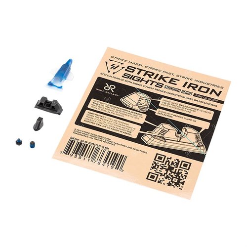 Mejora tu puntería con el Strike Iron Sight Set para Glock, diseñado para un alineamiento natural y precisión, fabricado en acero inoxidable SUS630.