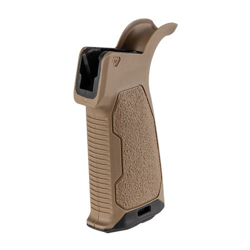 Mejora el control de tu arma con el AR-15 Rubber Overmolded Pistol Grip, disponible en 3 ángulos, con textura antideslizante y almacenamiento seguro.