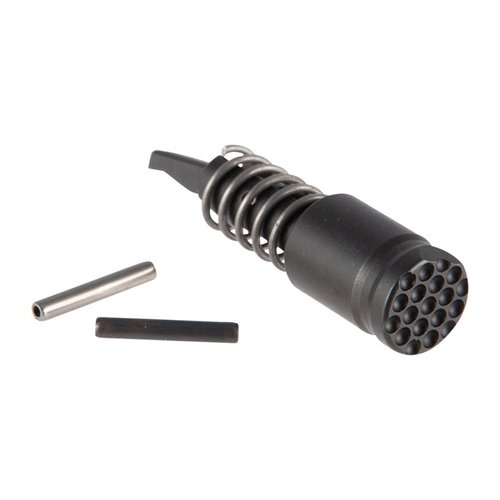 El AR-15 Low Drag Forward Assist es un asistente de carga sin bordes, amigable con manijas ambidiestras, fabricado en acero 4130 y con acabado en nitruro negro.