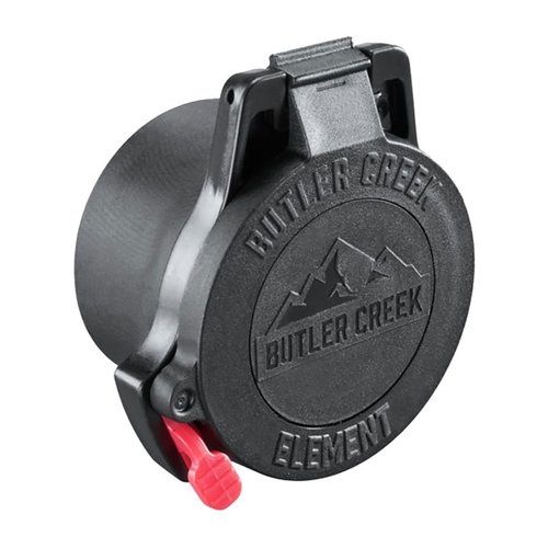 Las cubiertas de ocular Butler Creek Element son muy resistentes, cuentan con una funda multi-flex y un disco de dope imprimible para información de viento y elevación.