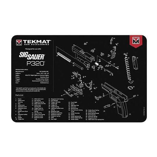 Protege tu arma durante la limpieza con el TEKMAT para SIG SAUER P320, con un diseño antideslizante y fácil limpieza, ¡sin rayones ni daños!