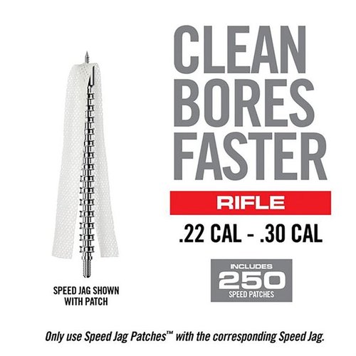 Los Bore-Max Speed Jag Patches ofrecen limpieza rápida y efectiva del cañón, con mejor absorción y sin pelusa, ideales para un mantenimiento superior.