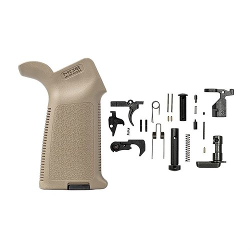 El kit de piezas inferiores EPC de Aero Precision incluye todo lo necesario para ensamblar tu receptor, con la comodidad del agarre Magpul MOE® y componentes de alta calidad.