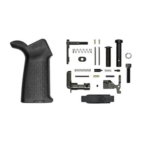 El kit de piezas inferiores AR-15 MOE de Aero Precision incluye todo lo necesario para ensamblar tu receptor, con agarre Magpul y sin grupo de control de fuego.