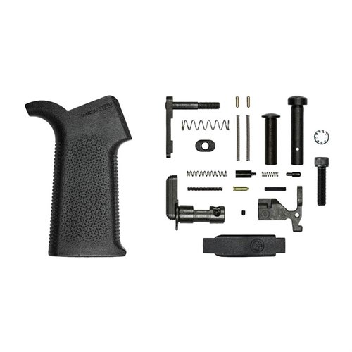 El kit de piezas inferiores AR-15 de Aero Precision incluye todo lo necesario para ensamblar tu receptor, con agarre Magpul MOE SL en negro o FDE.