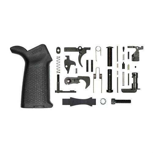 El kit de piezas inferiores mejorado de Aero Precision incluye un Magpul MOE Grip y un Billet Trigger Guard, asegurando calidad y compatibilidad para tu AR-15.