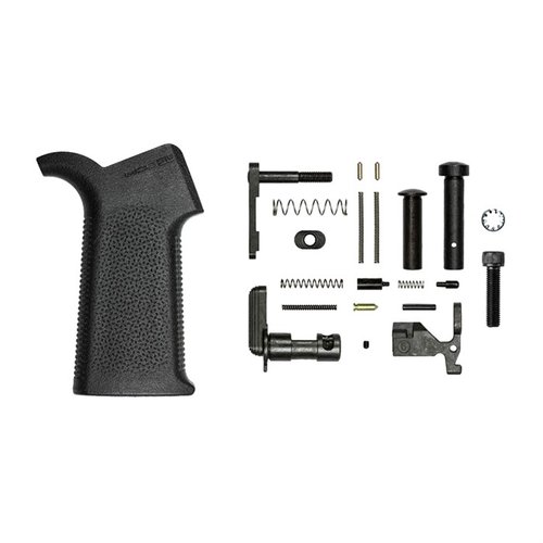 El kit M4E1 de Aero Precision incluye todo lo necesario para ensamblar un receptor inferior, con un agarre Magpul MOE SL, ideal si buscas personalizar tu disparador.