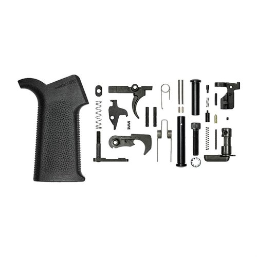 El kit de piezas inferiores M5 de Aero Precision incluye todo lo necesario para ensamblar un receptor M5, con un agarre Magpul MOE SL para mayor comodidad.