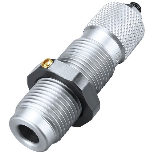Este set de dos dies para cartuchos 5.7x28mm incluye un Sizer de Base Pequeña y un Seater Die con crimpadora, ideal para rifles semiautomáticos.