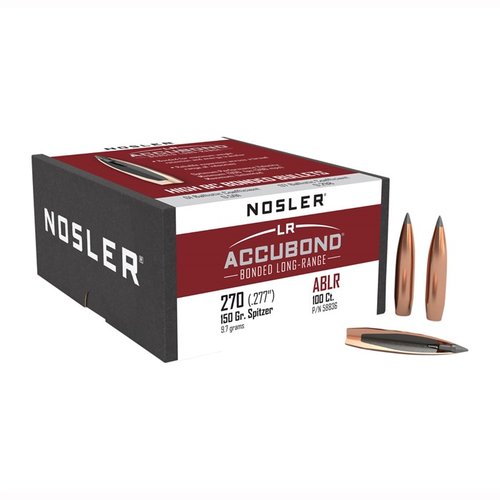 Los proyectiles AccuBond®-LR de Nosler ofrecen alta precisión, expansión rápida y penetración profunda, ideales para cazar en un amplio rango de velocidades.