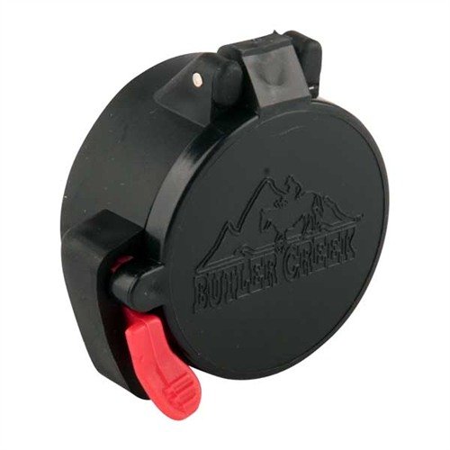 Las tapas de ocular FLIP OPEN de BUTLER CREEK protegen tus lentes de la suciedad y humedad, se abren fácilmente con un toque y son ideales para caza y tácticas.