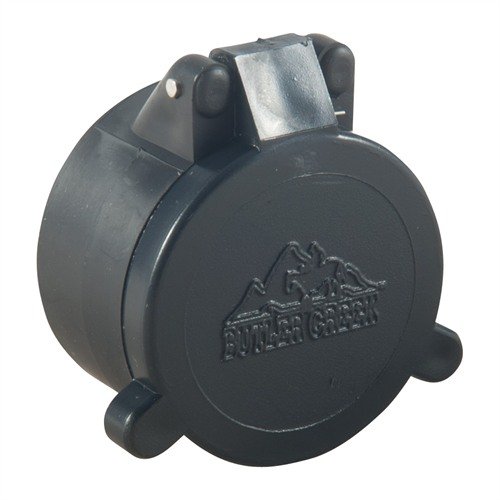 Las cubiertas de lente FLIP-OPEN de BUTLER CREEK protegen tus lentes de la humedad y el polvo, abriéndose fácilmente con un toque, ideales para caza y tácticas.