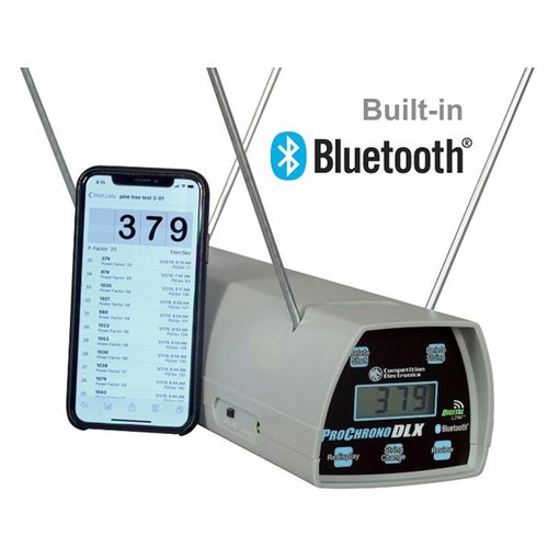 El ProChrono DLX con Bluetooth ofrece precisión de +/- .5%, memoria para 9 series de 99 disparos, y más de 20 horas de uso con una batería de 9V.